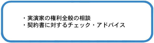 実演家の権利全般の相談など